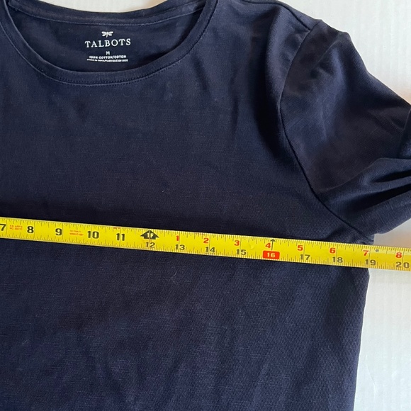 Talbots Sz M Navy Stretch Scottie Dogs n Snow Tee Shirt Blouse Pullover Top - Picture 7 of 9
